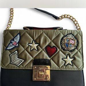 ALDO Cavaion Military Patchwork Glam Bag Accent Patches EUC